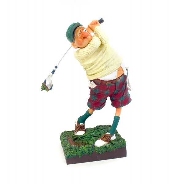 Fore! The Golfer, Renkli El Boyaması, Dekoratif Figür 26x18x38 cm