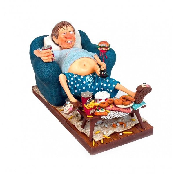 The Couch Potato, Renkli El Boyaması, Dekoratif Figür 38x23x20 cm