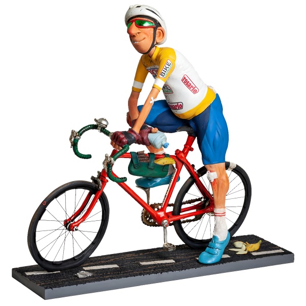 The Cyclist, Renkli El Boyaması, Dekortif Figür 37 x 12 x 38 cm