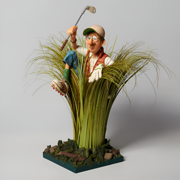 The Golfer, Renkli El Boyaması, Dekortif Figür 23 x 23 x 46 cm