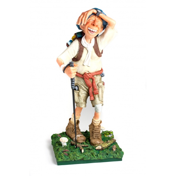 The Hiker, Renkli El Boyaması, Dekoratif Figür 18x18x39 cm