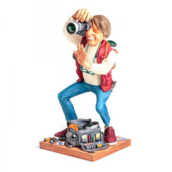 The Photographer, Renkli El Boyaması, Dekortif Figür 20 x 19 x 39 cm