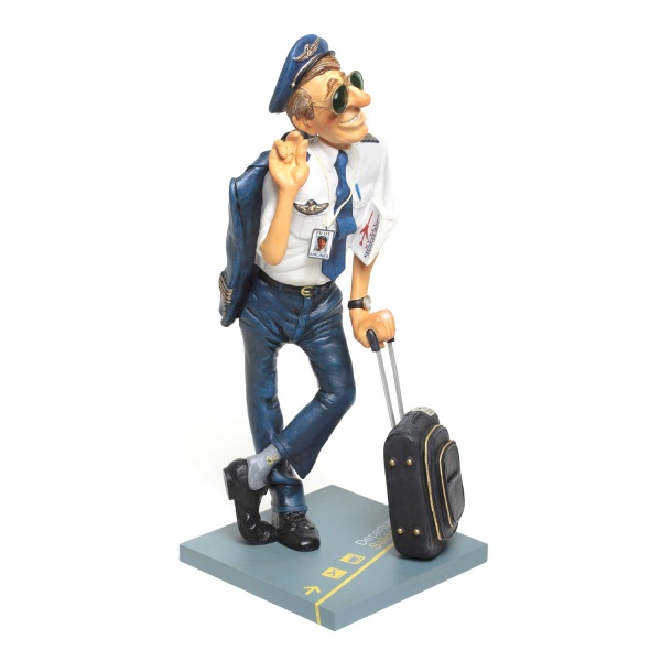 The Pilot, Renkli El Boyaması, Dekoratif Figür 17x17x41 cm