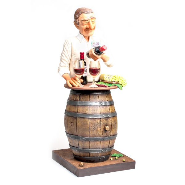 The Wine Lover, Renkli El Boyaması, Dekortif Figür 17,5 x 18 x 42 cm
