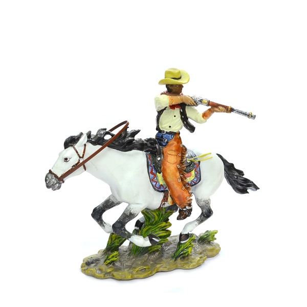 Atlı Tüfekli Kovboy Kurşun Asker Model, El Boyaması 12,5 cm
