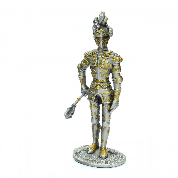 Balyozlu Zırhlı Şovalye Kurşun Asker Model,El Boyaması 13 cm