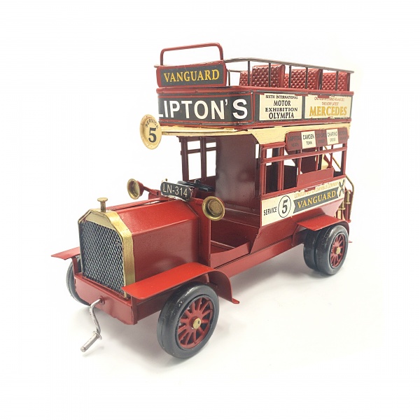 Londra 1904 Milnes-Daimler Çift Katlı Teneke Otobüs Modeli, El Boyaması