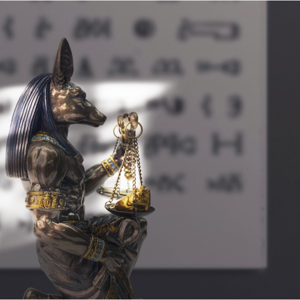 Antik Mısır Anubis Figürü, Renkli El Boyaması, Dekoratif Heykel 11x10x18,5 cm