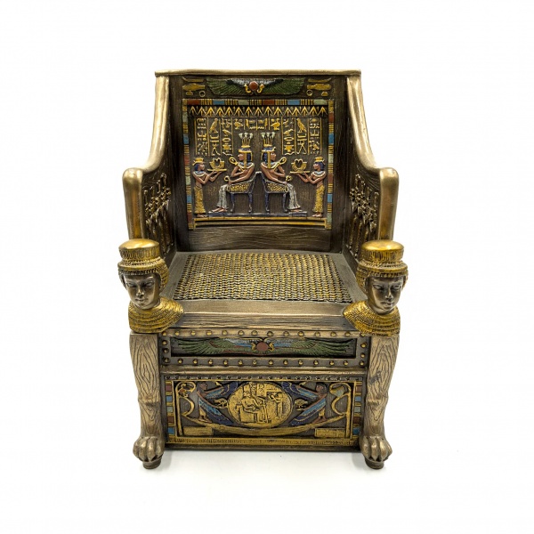 Antik Mısır Prenses Sitamun Tahtı Mücevher Kutusu, Renkli El Boyaması, Dekoratif Saklama Kutusu 11x10x17 cm