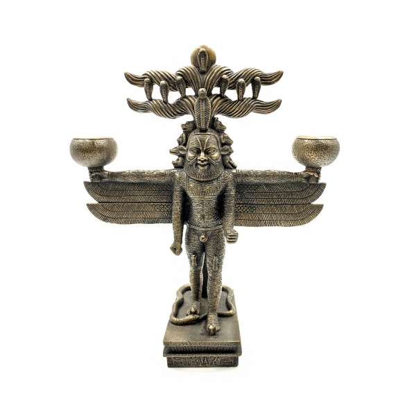 Antik Mısır Şamdan, Bronz El Boyaması, Dekoratif Mum Tutucu, 19,5x8x23,5 cm