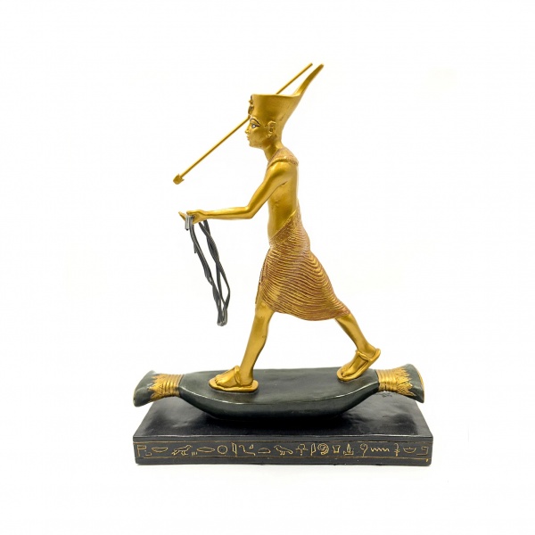 Antik Mısır Tutankhamun Av Figürü, Renkli El Boyaması, Dekoratif Heykel 17,5x5x23,5 cm