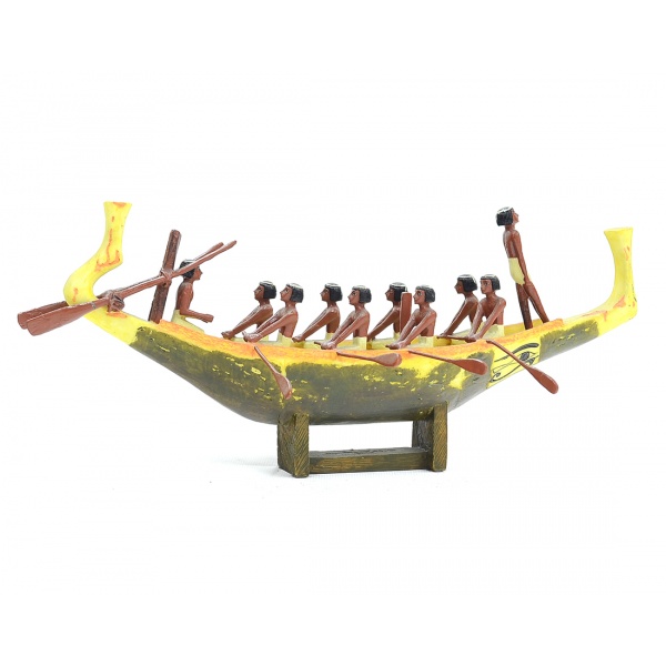 Mısırlı Kayıkçılar Figürü, Renkli El Boyaması, Dekoratif Heykel 5x20 cm