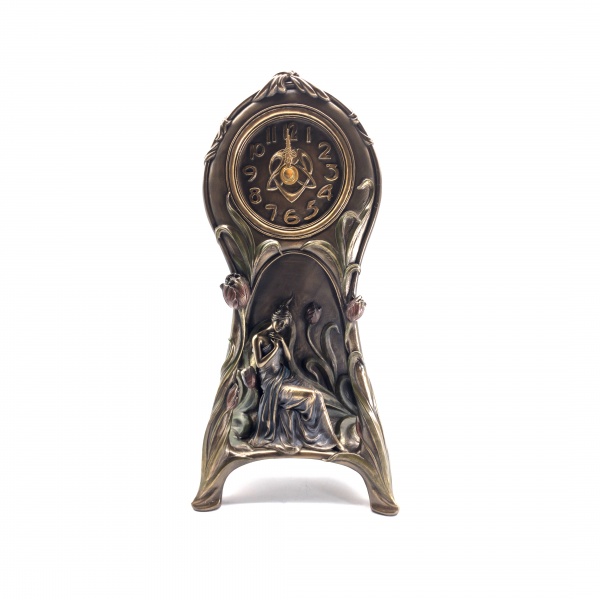 Art Nouveau Masa Saati, El Boyaması 18.5x10x34 cm