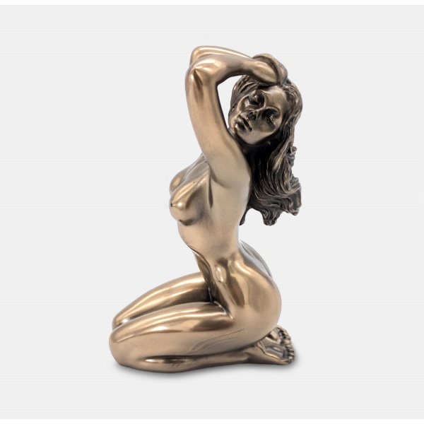 Çıplak Kadın Figürü, Bronz El Boyaması, Dekoratif Heykel 9x7x14 cm