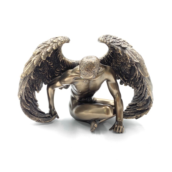 Kanatlı Erkek Body Figürü, Bronz El Boyaması, Dekoratif Heykel 19x9x14 cm