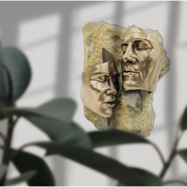 Aşıklar Duvar Panosu, Bronz El Boyaması 24,5x11x27,5 cm