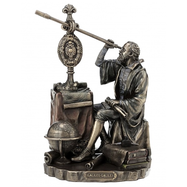 Galileo Galilei, Bronz El Boyaması, Dekoratif Heykel 15,2x13,3x21 cm