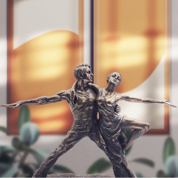 Tango Yapan Çift Figürü, Bronz El Boyaması, Dekoratif Heykel 25x10x24 cm