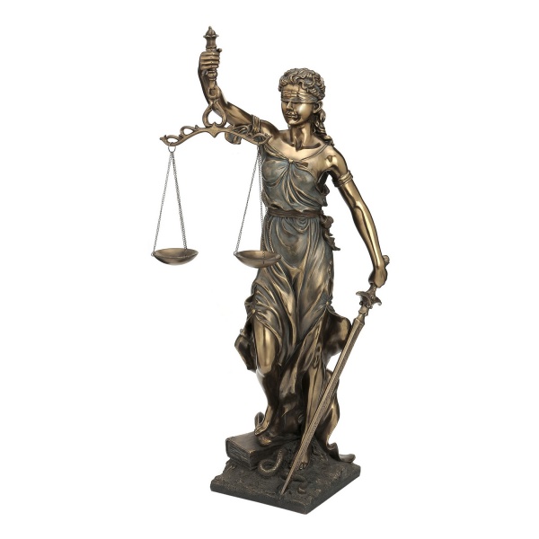 Adalet Terazisi Figürü, Bronz ve Renkli El Boyaması, Dekoratif Heykel Büyük Boy 75cm