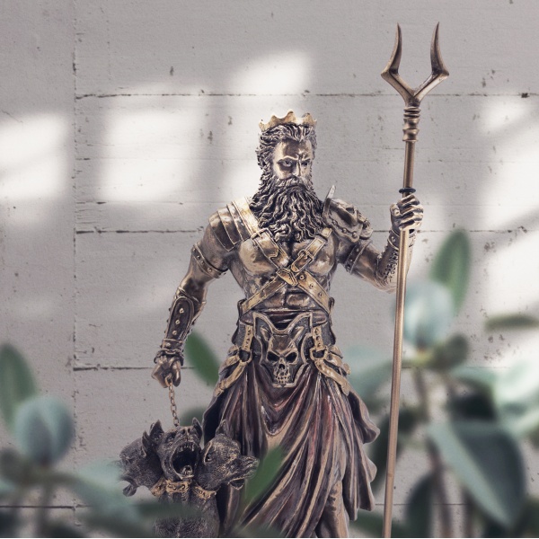 Yunan Tanrısı Hades Figürü, Bronz El Boyaması, Dekoratif Heykel 13,5x11x27 cm