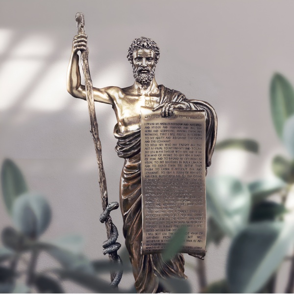 Hipokrat Figürü, Bronz El Boyaması, Büyük Boy Dekoratif Heykel 30 x19 x 64 cm