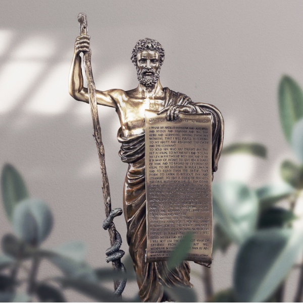 Hipokrat Figürü, Bronz El Boyaması, Dekoratif Heykel 15,5x10x34,5 cm