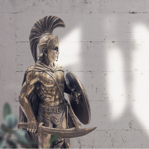 Leonidas Figürü, Bronz El Boyaması, Dekoratif Heykel 15.5x11x35 cm