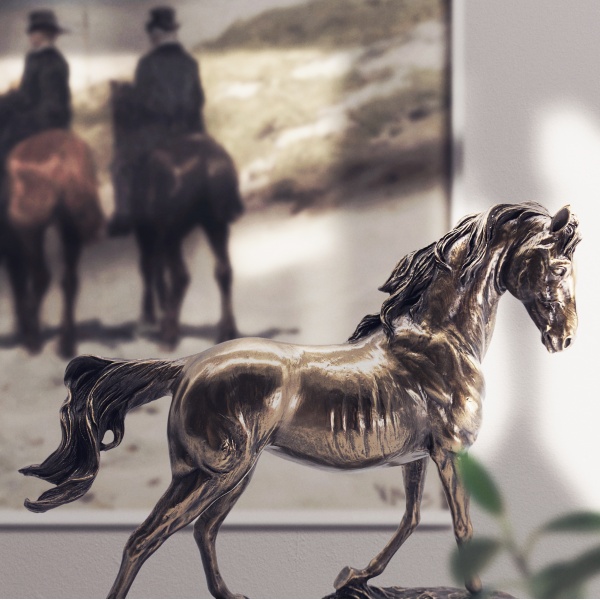 Ayakta At Figürü, Bronz El Boyaması, Hayvan Heykel 26x7,5x23 cm