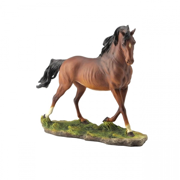 Ayakta At Figürü, Renkli El Boyaması, Hayvan Heykel 27x9.5x24 cm