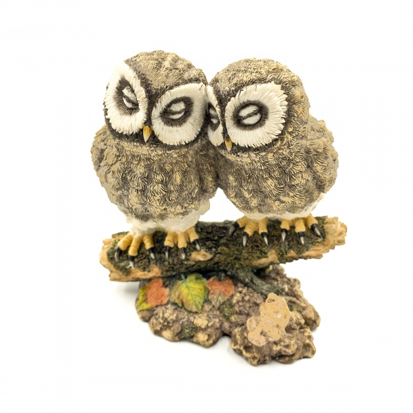 Baykuşlar Figürü, El Boyaması 12.5x10x13 cm