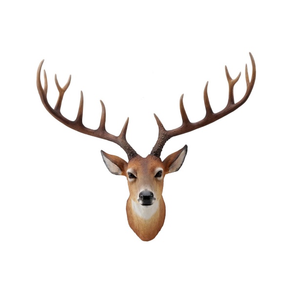Geyik Kafası Duvar Dekoru, Renkli El Boyaması 49x21x44 cm