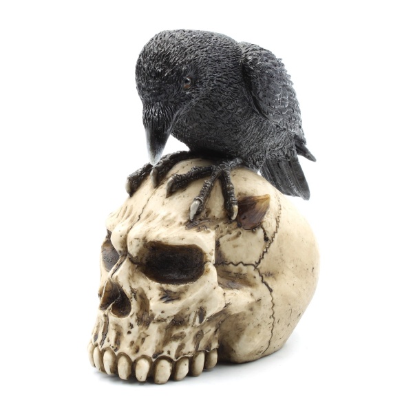 Kurukafa ve Karga Figürü, El Boyaması 12x12 cm