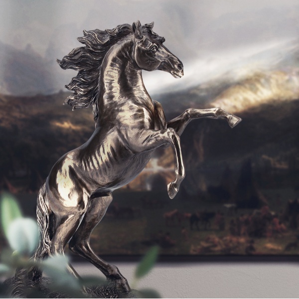 Sahlanmış At Figürü, Bronz El Boyaması, Dekoratif Heykel 28,5x11,5x31,5 cm