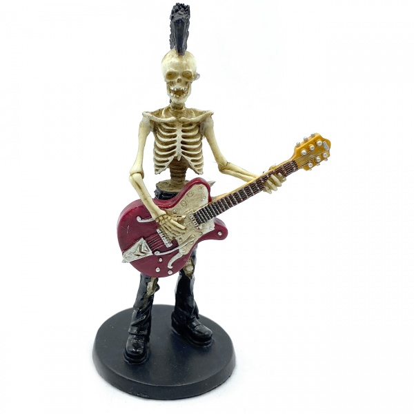 Gitar Çalan İskelet Figürü, El Boyaması 11 cm