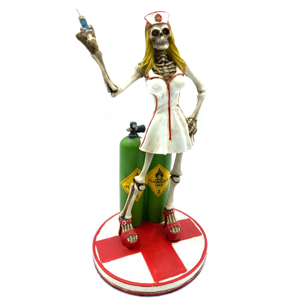 Hemşire İskelet Figürü, El Boyaması 11x11x21.5 cm