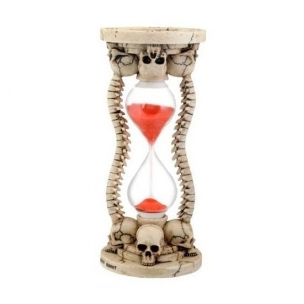İskelet Temalı Kum Saati, El Boyaması 9.5x9.5x20 cm