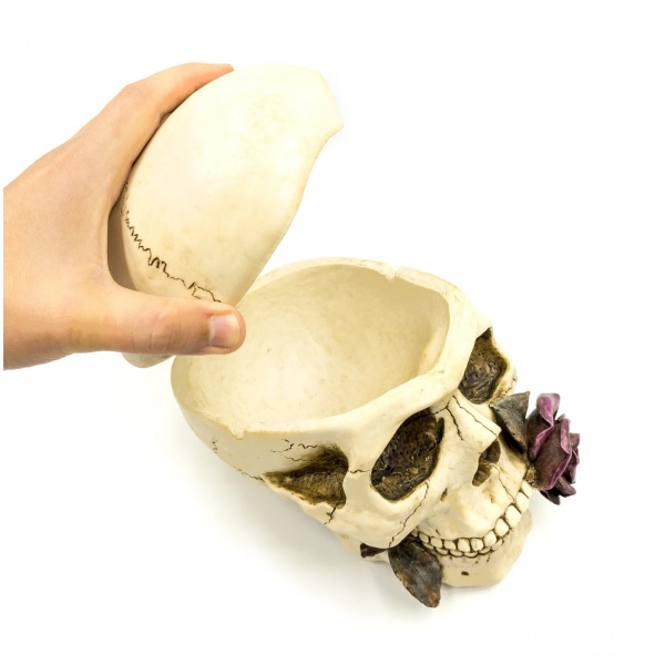 Kuru Kafa Kapaklı Küllük, Renkli El Boyaması 15x23x13 cm