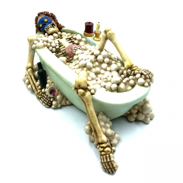 Küvette İskelet Figürü, El Boyaması 20 cm