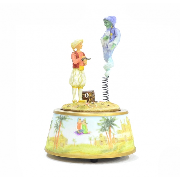 Alaaddin ve Cini Müzik Kutusu, El Boyaması 11x11x15 cm