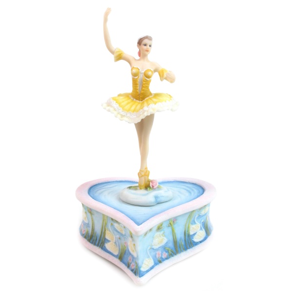 Balerinli Müzik Kutusu, El Boyaması 12x12x19 cm