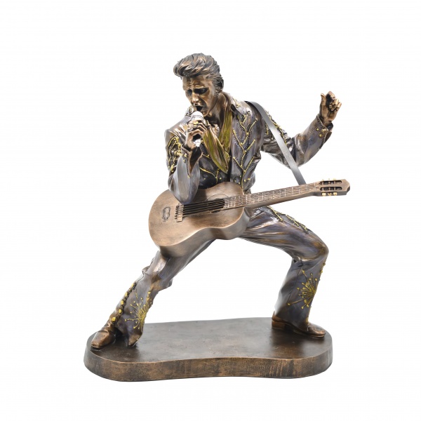 Elvis Presley, Bronz El Boyaması, Dekoratif Heykel 21,5x11,5x26 cm