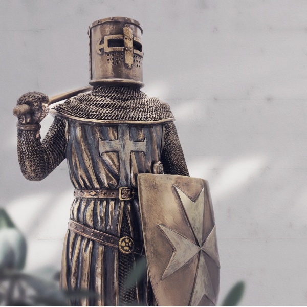 Baltalı Şovalye Figürü, Bronz El Boyaması, Dekoratif Heykel 14x9,5x31,5 cm