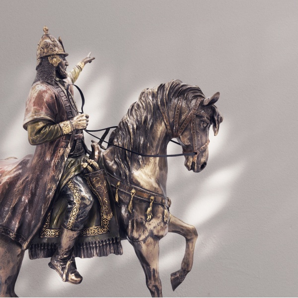 Fatih Sultan Mehmet Figürü, Bronz El Boyaması, Dekoratif Heykel 28,5x11x29 cm