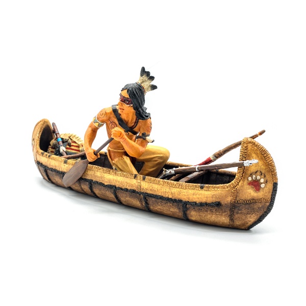 Kano Süren Amerikan Yerlisi Figürü, Renkli El Boyaması, Dekoratif Heykel 31x9x14 cm