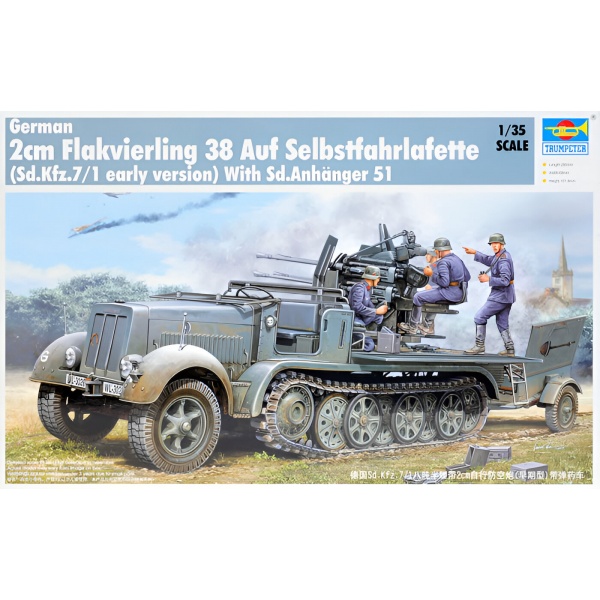 1/35 2cm Flakverling 38 Auf Selbstfahrlafette (Sd.Kfz.7/1 Early Ver.) Plastik Askeri Araç Maket Kiti