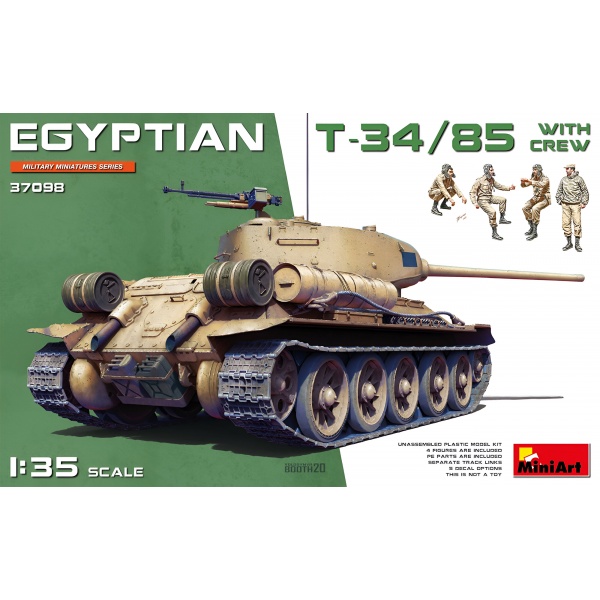 1/35 Egyptian T-34/85 With Crew Plastik Tank Maket Kiti