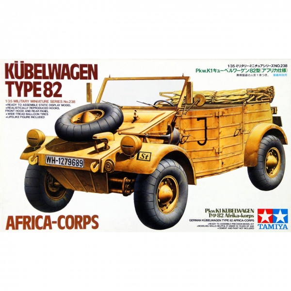 1/35 German Kubelwagen Type 82 Africa Corps Plastik Askeri Araç Maket Kiti