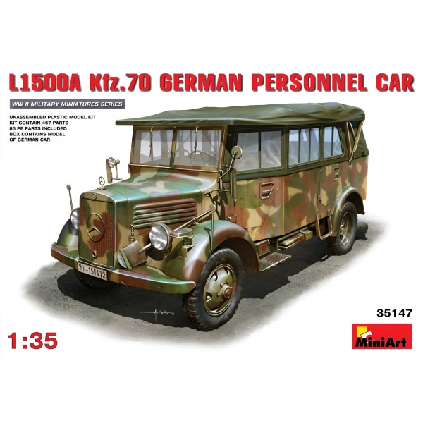 1/35 L1500A (Kfz.70) Alman Personel Arabası Plastik Askeri Araç Maket Kiti