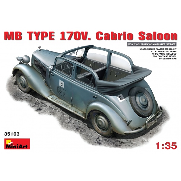 1/35 MB TYPE 170V Cabrio Araba Plastik Maket Kiti