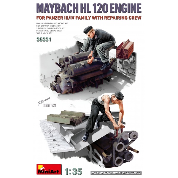1/35 Panzer III/IV Tür için Maybach HL 120 Motor ve Tamir Ekibi  Plastik Maket Kiti